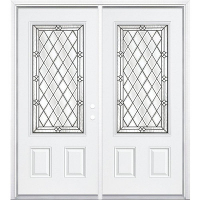 64"x80"x4 9/16" Halifax Antique Black 3/4 Lite Left Hand Entry Door with Brickmould