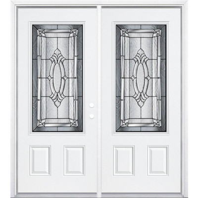 72"x80"x6 9/16" Providence Antique Black 3/4 Lite Left Hand Entry Door with Brickmould