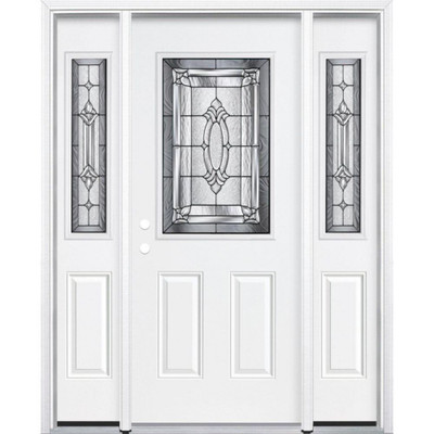 65"x80"x6 9/16" Providence Antique Black Half Lite Right Hand Entry Door with Brickmould