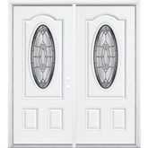 72"x80"x4 9/16" Providence Antique Black 3/4 Oval Lite Left Hand Entry Door with Brickmould