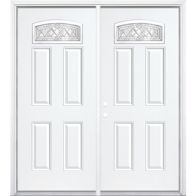 72"x80"x4 9/16" Halifax Nickel Camber Fan Lite Right Hand Entry Door with Brickmould