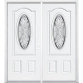 72"x80"x6 9/16" Providence Nickel 3/4 Oval Lite Left Hand Entry Door with Brickmould