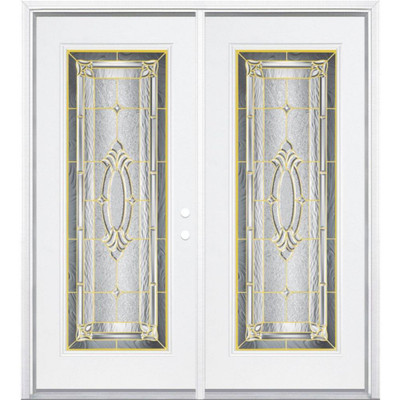 72"x80"x4 9/16" Providence Brass Full Lite Left Hand Entry Door with Brickmould