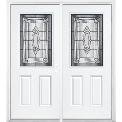 68"x80"x4 9/16" Providence Antique Black Half Lite Left Hand Entry Door with Brickmould