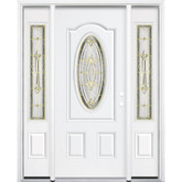 69"x80"x6 9/16" Providence Brass 3/4 Oval Lite Left Hand Entry Door with Brickmould