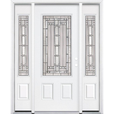 65"x80"x6 9/16" Elmhurst Antique Black 3/4 Lite Left Hand Entry Door with Brickmould