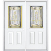 68"x80"x6 9/16" Providence Brass Half Lite Left Hand Entry Door with Brickmould