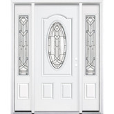 65"x80"x4 9/16" Chatham Antique Black 3/4 Oval Lite Left Hand Entry Door with Brickmould