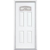 34 In. x 80 In. x 4 9/16 In. Providence Nickel Camber Fan Lite Left Hand Entry Door with Brickmould