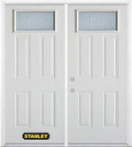 74 In. x 82 In. Rectangular Lite 4-Panel Pre-Finished White Double Steel Entry Door with Astragal and Brickmould