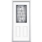 32 In. x 80 In. x 6 9/16 In. Providence Antique Black Half Lite Right Hand Entry Door with Brickmould