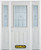 68 In. x 82 In. 1/2 Lite 2-Panel Pre-Finished White Steel Entry Door with Sidelites and Brickmould