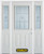 68 In. x 82 In. 1/2 Lite 2-Panel Pre-Finished White Steel Entry Door with Sidelites and Brickmould