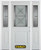 64 In. x 82 In. 1/2 Lite 1-Panel Pre-Finished White Steel Entry Door with Sidelites and Brickmould