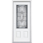 32 In. x 80 In. x 4 9/16 In. Providence Antique Black 3/4 Lite Right Hand Entry Door with Brickmould