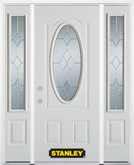 66 In. x 82 In. 3/4 Oval Lite Pre-Finished White Steel Entry Door with Sidelites and Brickmould