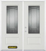 70 In. x 82 In. 3/4 Lite 1-Panel Pre-Finished White Double Steel Entry Door with Astragal and Brickmould