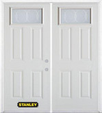 66 In. x 82 In. Rectangular Lite 4-Panel Pre-Finished White Double Steel Entry Door with Astragal and Brickmould