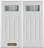 74 In. x 82 In. 1/4 Lite 2-Panel Pre-Finished White Double Steel Entry Door with Astragal and Brickmould