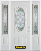 68 In. x 82 In. 3/4 Oval Lite Pre-Finished White Steel Entry Door with Sidelites and Brickmould