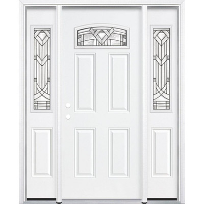 67"x80"x4 9/16" Chatham Antique Black Camber Fan Lite Right Hand Entry Door with Brickmould
