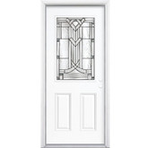 34 In. x 80 In. x 4 9/16 In. Chatham Antique Black Half Lite Left Hand Entry Door with Brickmould