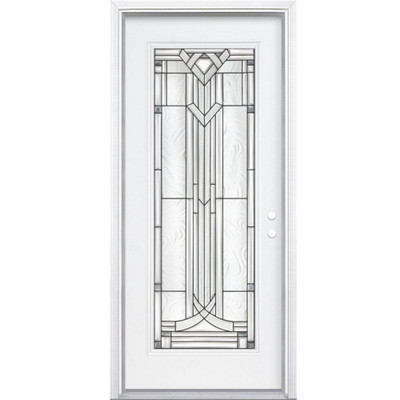 36 In. x 80 In. x 6 9/16 In. Chatham Antique Black Full Lite Left Hand Entry Door with Brickmould