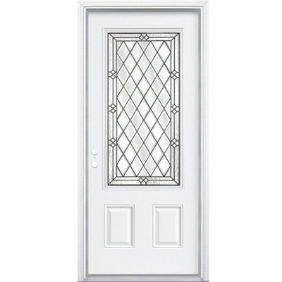 36 In. x 80 In. x 4 9/16 In. Halifax Antique Black 3/4 Lite Left Hand Entry Door with Brickmould