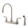 Avalon Lead Free Four-Hole Two-Handle Kitchen Faucet in Stainless Steel