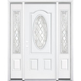 67"x80"x4 9/16" Halifax Nickel 3/4 Oval Lite Right Hand Entry Door with Brickmould