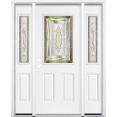 69"x80"x4 9/16" Providence Brass Half Lite Right Hand Entry Door with Brickmould
