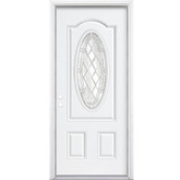34 In. x 80 In. x 6 9/16 In. Halifax Nickel 3/4 Oval Lite Right Hand Entry Door with Brickmould