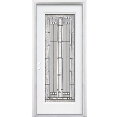 36 In. x 80 In. x 6 9/16 In. Elmhurst Antique Black Full Lite Right Hand Entry Door with Brickmould