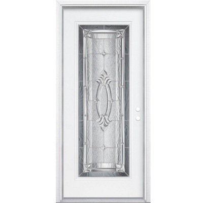 32 In. x 80 In. x 6 9/16 In. Providence Nickel Full Lite Left Hand Entry Door with Brickmould