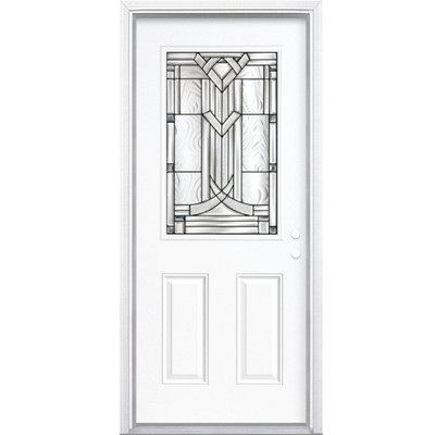32 In. x 80 In. x 6 9/16 In. Chatham Antique Black Half Lite Left Hand Entry Door with Brickmould