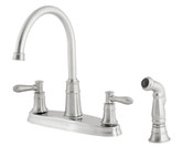 Harbor Lead Free Four-Hole Two-Handle High-Arc Faucet in Stainless Steel