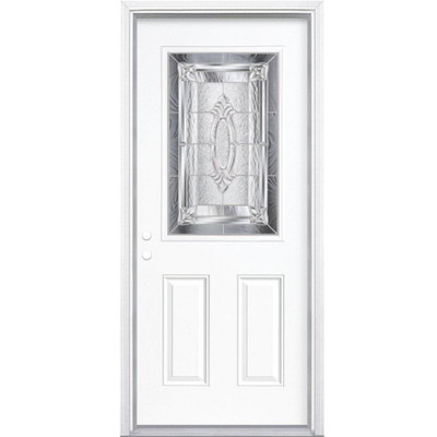 32 In. x 80 In. x 4 9/16 In. Providence Nickel Half Lite Right Hand Entry Door with Brickmould
