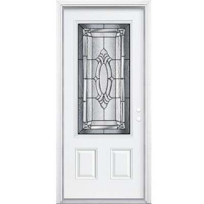 32 In. x 80 In. x 6 9/16 In. Providence Antique Black 3/4 Lite Left Hand Entry Door with Brickmould