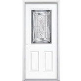 34 In. x 80 In. x 6 9/16 In. Providence Nickel Half Lite Right Hand Entry Door with Brickmould