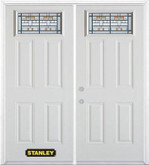 66 In. x 82 In. 22 In. x 11 In. Rectangular Lite 4-Panel Pre-Finished White Double Steel Entry Door with Astragal and Brickmould