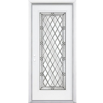 36 In. x 80 In. x 4 9/16 In. Halifax Antique Black Full Lite Right Hand Entry Door with Brickmould
