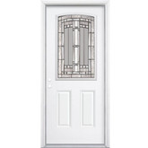 32 In. x 80 In. x 4 9/16 In. Elmhurst Antique Black Camber Half Lite Right Hand Entry Door with Brickmould