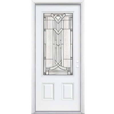 34 In. x 80 In. x 6 9/16 In. Chatham Antique Black 3/4 Lite Left Hand Entry Door with Brickmould