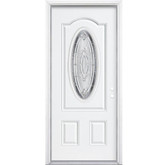 34 In. x 80 In. x 4 9/16 In. Providence Nickel 3/4 Oval Lite Left Hand Entry Door with Brickmould