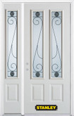 50 In. x 82 In. 2-Lite 2-Panel Pre-Finished White Steel Entry Door with Sidelites and Brickmould