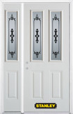 52 In. x 82 In. 2-Lite 2-Panel Pre-Finished White Steel Entry Door with Sidelites and Brickmould