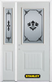 52 In. x 82 In. 1/2 Lite 1-Panel Pre-Finished White Steel Entry Door with Sidelites and Brickmould