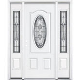 65"x80"x6 9/16" Providence Antique Black 3/4 Oval Lite Left Hand Entry Door with Brickmould