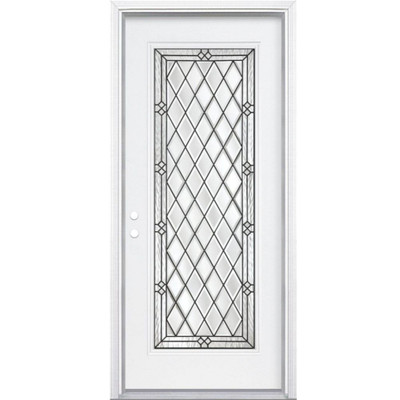 32 In. x 80 In. x 4 9/16 In. Halifax Antique Black Full Lite Right Hand Entry Door with Brickmould