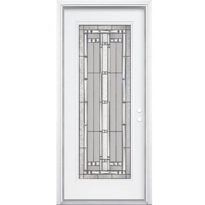 36 In. x 80 In. x 6 9/16 In. Elmhurst Antique Black Full Lite Left Hand Entry Door with Brickmould